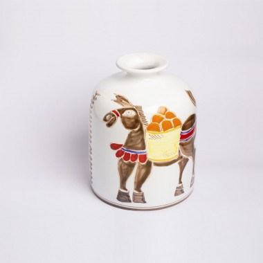 Round Vase Folk Donkey VS583FK-1 de simone pottery Round Vase Folk Donkey VS583FK-1 de simone pottery